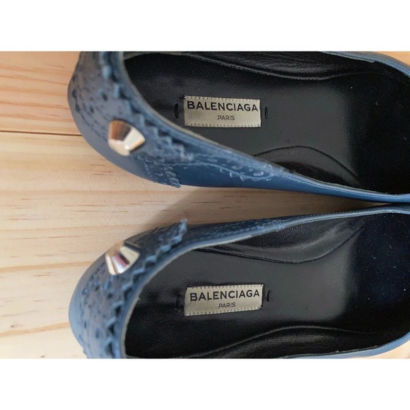 Balenciaga Arena Silver Stud Royal Navy Blue Flats EU Size 38 - Picture 3 of 7